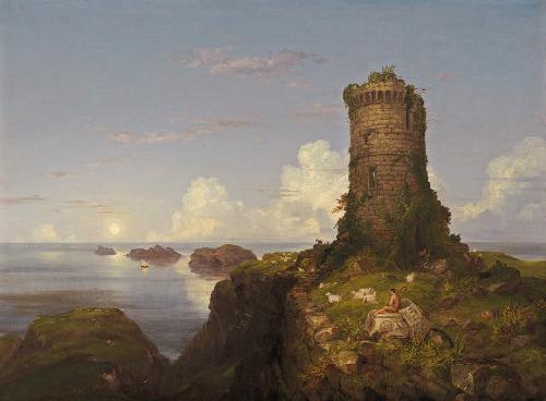 Thomas Cole Romantic Landscape with Ruined Tower Germany oil painting art